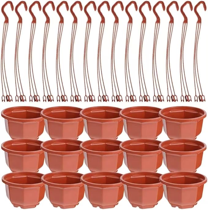 15Pcs Plastic Plant Pots, 10CM Thicken Flower Pot Root-Control Nursery Seedling Planter Decorative Garden Plant Container for Indoor Outdoor Bonsai Plants