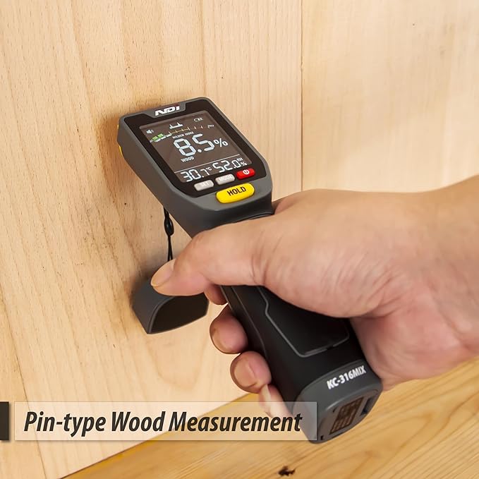 NDI 7 in 1 Pin-Type and Non-invasive Moisture Meter Scanner for Dry Wall/Cement Board/Soft Wood/Hard Wood upto 3/4 Inch Depth