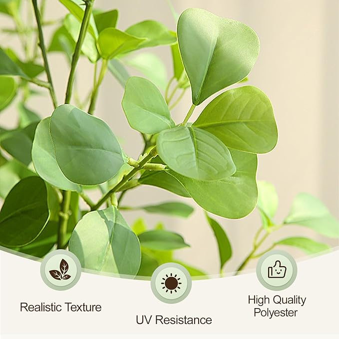 7ft Artificial Ficus Tree with Heart-Shaped Leaves - Lush & Full Branches, 84" Tall Luxurious Faux Heart-Leaf Ficus Tree, Perfect for Modern Home & Office Decor, Natural Look