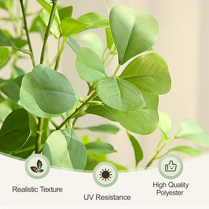 6ft Artificial Ficus Tree with Heart-Shaped Leaves - Lush & Full Branches, 72" Tall Luxurious Faux Heart-Leaf Ficus Tree, Perfect for Modern Home & Office Decor, Natural Look