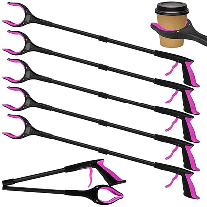 6 Pack 32 Inch Commercial Trash Grabber for Elderly Assist, Heavy Duty Lightweight Reacher with Ergonomic Handle & Non-Slip Grip, Multi-Use Outdoor Home Garden Cleanup Mobility Aid Tool