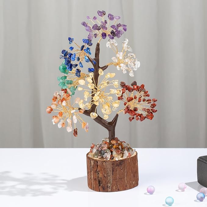 DUQGUHO 7 Chakra Tree of Life Crystal Tree for Positive Energy Healing Crystals Decor Spiritual Gifts for Women Office Decorations for Work Spiritual Decor for Home