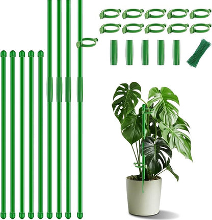 Plant Stakes 17 inch SupKing Support Stick Orchid Stakes with Clips 10Pcs Garden Plant Poles Extended to 3/4/5ft for Indoor Outdoor Potted Tomato Rose Amaryllis Vegetables Monstera Comes with 20 Ties