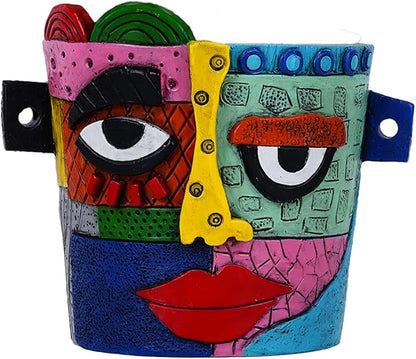 Abstract Face Plant Pot, Picasso Head Planter for Indoor Plants, Funny Face Flower Pot, Colorful Succulents Vase for Outdoor Garden and Home Decor