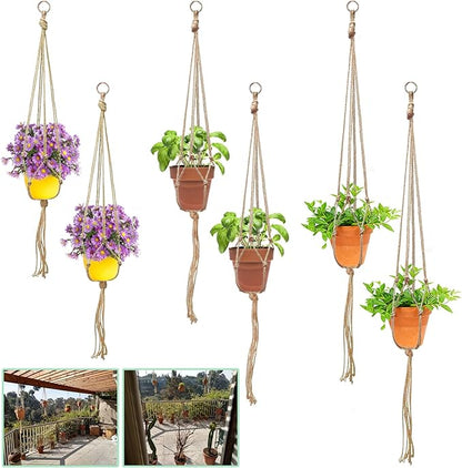 Keadic 6Pcs Macrame Plant Hanger, 3 Sizes Indoor Hanging Plant Holder Hanging Plant Holder Plant Hangers Hanging Planters for Indoor Plants for Home Patio Garden