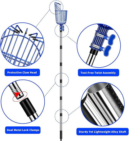 Fruit Picker Pole with Basket Segmented Fruit Picker Pole Tool for Apple Avocado Cherry Lemon Mango Orange Peach Picking(40-70”)