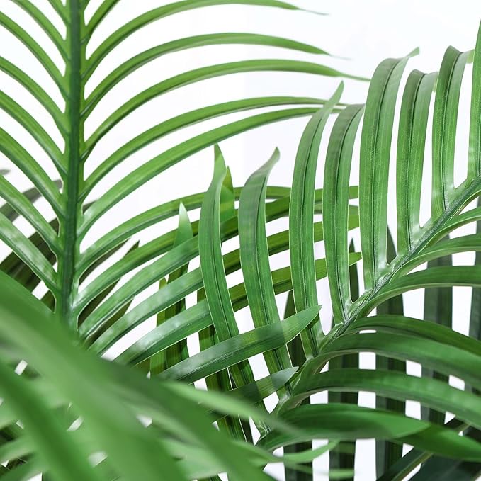 10ft Outdoor Artificial Palm Tree - UV Resistant Tall Fake Tropical Golden Cane Plant for Patio, Poolside, Lawn, Indoor Decor - Large Faux Palm Tree, Set of 1