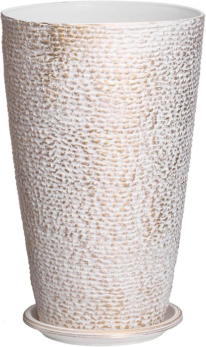 VEVOR Set of 2 Tall Outdoor Planters 21" H, Round Large Planters for Front Porch and Patio, Stone Finish Flower Tree Plant Pots