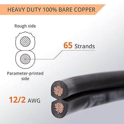 Wirefy 12/2 Low Voltage Landscape Wire 250 ft | Low Voltage Landscape Lighting Wire | Pure Copper | Outdoor Direct Burial | 12-Gauge 2-Conductor 250 Feet | UL Listed