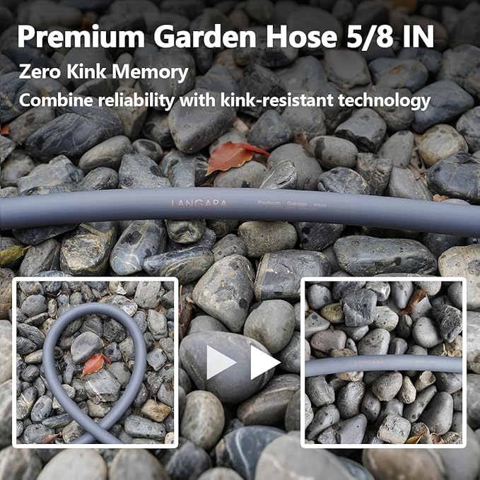 Heavy Duty Premium Garden Hose 75ft x 5/8", 300PSI Working, 1000PSI Burst, Hybrid Rubber Water Hose with Transparent Swivel Handle - Hot/Cold Water - Five Layered Braiding with Brass fittings (Grey)
