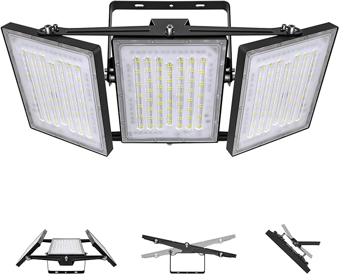 2 Pack LED Flood Lights Outdoor, STASUN 480W 48000lm 6000K Daylight White IP66 Waterproof, Commercial Parking Lot Lights, 3 Heads for Yard Street Stadium Outdoor Area Floodlight Bright Security Lights