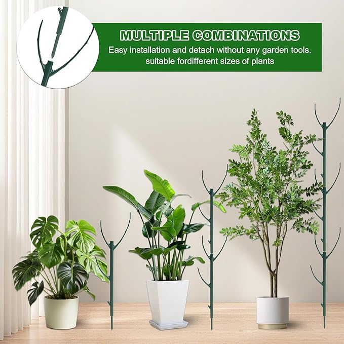 10pack Adjustable Plant Support Pole Stackable Indoor/Outdoor Support Pole with Clamps, Suitable for Supporting Monstera and Climbing Plants, Garden Accessories, Perfect Replacement for Plant Stakes