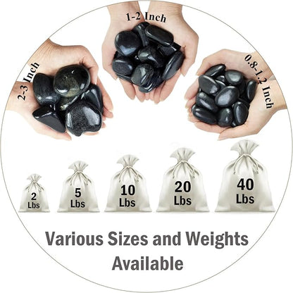 20 lbs Black Pebbles for Plants, 0.8-1.2 inch Small River Rocks for Landscaping, Decorative Stones for Planters Vase Fillers Fish Tank Gravel and Garden Rocks