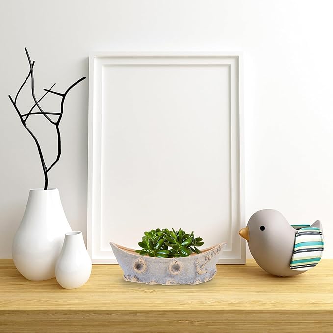 COHEALI Vintage Ceramic Small Boat Flowerpot Decorative Succulent Planter for Home Office Balcony Nautical Retro Style with Random Color Ceramic Plant Holder for Indoor Random Color