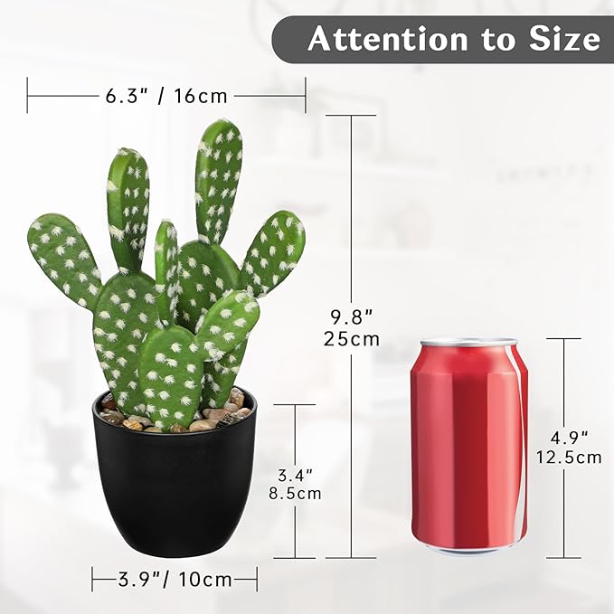 Artificial Cactus Plants 9.8 inch Small Faux Cactus Plants Indoor Fake Desert Cacti Succulents Plants Artificial Plant Indoor with Pot Cacti Decorations for Home Decor Office Desk Tabletop Shelf