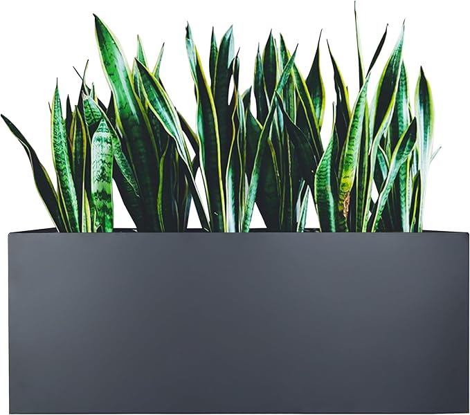 Galvanized Steel Large Rectangular Planter, 38 * 15 * 15IN Long Black Planter Box, Metal Planters for Outdoor Patio Porch Graden