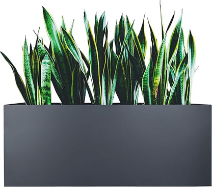 Galvanized Steel Large Rectangular Planter, 38 * 15 * 15IN Long Black Planter Box, Metal Planters for Outdoor Patio Porch Graden