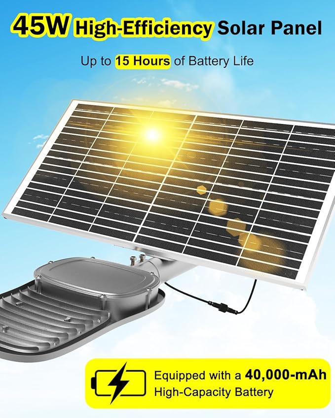 Engrepo Solar Street Light Outdoor, 20000LM Solar Parking Lot Lights Commercial Dusk to Dawn Outside, IP65 Waterproof Security Led Flood Light with Remote Control for Street, Court, Barn, Yard.