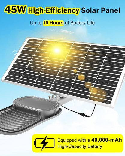 Engrepo Solar Street Light Outdoor, 20000LM Solar Parking Lot Lights Commercial Dusk to Dawn Outside, IP65 Waterproof Security Led Flood Light with Remote Control for Street, Court, Barn, Yard.