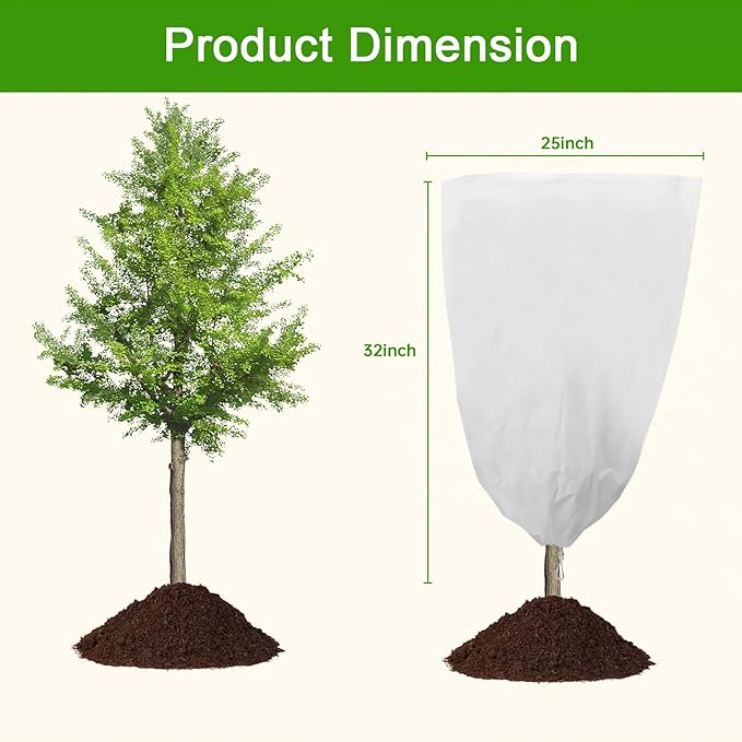 YDSL 3 Pack Plant Covers Freeze Protection, 25"×32" 1.77oz/yd² Plant Frost Covers for Outdoor Plants Shrub Potted Plants Use, Winter Cloth Plant Tree Cover with Drawstring for Cold Weather