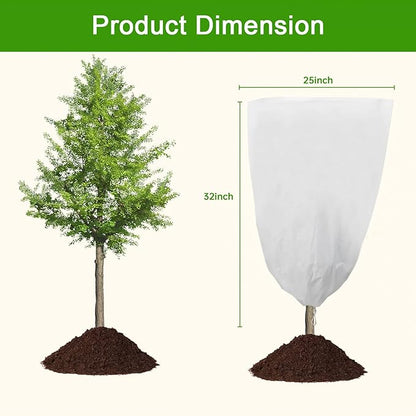 YDSL 3 Pack Plant Covers Freeze Protection, 25"×32" 1.77oz/yd² Plant Frost Covers for Outdoor Plants Shrub Potted Plants Use, Winter Cloth Plant Tree Cover with Drawstring for Cold Weather