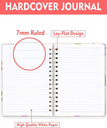 Spiral Journal Notebook for Women, Hardcover A5 College Ruled Notebook, 120 Pages, Thick Paper, Cute Lined Journal for School, Office & Work, 6 x 8.4 in(Cute Colorful Flower)