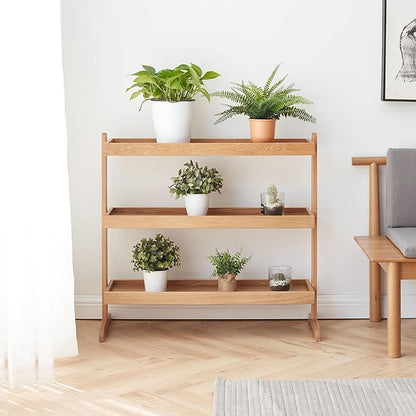 YESWOOD 3 Tier Plant Stand Indoor, Solid Wood plant holders for Living Room Balcony Garden Patio (Natural )