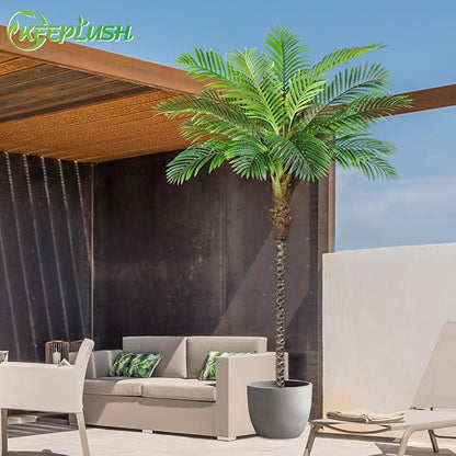 8ft Tall Artificial Phoenix Palm Tree for Outdoor Indoor Decor, Large Faux Coconut Silk Palm Tree Tropical Fake Tree Perfect for Outside Patio Poolside Home Office Decor (Set of 2)