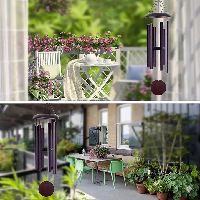 Wind Chimes for Outside Deep Tone, 38" Large WindChimes with 6 Tubes, 100% Rustproof Aluminum, Memorial Gift or Garden Patio Porch and Outdoor Décor(Bronze)