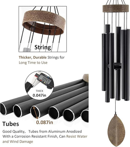 ASTARIN 36 Inch Wind Chimes for Outside, Tuned Metal Wind Chime for Outdoor Garden Patio, WindChimes Tuned Soothing Melodic Tones Windchimes Mom Dad Gift, All Metal Leaf Design Windchime