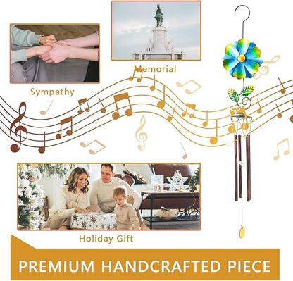MUMTOP Wind Chimes for Outside Clearance - Garden Wind Chimes with Flower Wind Spinner, 33 Inch Deep Tone Metal Memorial Sympathy Windchimes for Patio Outdoor Porch Yard Decor Gifts(Green)