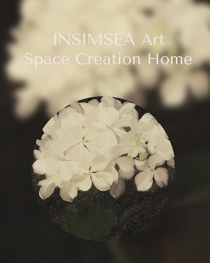 InSimSea Framed Canvas Wall Art Decoration Canvas Wall Art Room Decor, White Hydrangea Oil Painting Canvas Prints, Bedroom Bathroom Wall Pictures Flower Artwork Office Floral Wall Decor 16X20In