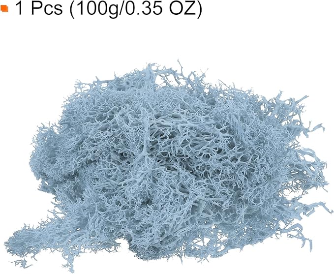 MECCANIXITY 3.5 OZ Moss Fake Craft Moss Artificial Moss Natural Preserved Moss for Craft Arts Floral DIY Project Wall Wedding Garden Patio Table Terrariums Decoration(Light Blue)