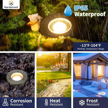 Gardenreet MR16 Well Light - Solid Brass Replaceable Bulb Weatherproof Low Voltage Inground Lighting, 12V LED Electric Fixture, Antique Bronze for Patio Yard Wall Without MR16 Bulb