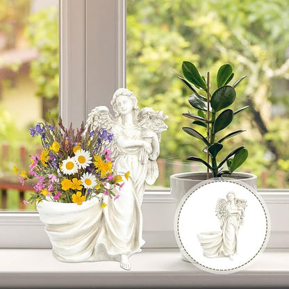 COHEALI European Style Resin Angel Flowerpot Garden Decor Decorative Outdoor Planter for Home Patio Weddings and Office Creative Vintage Angel Craft for Flowers and Plants