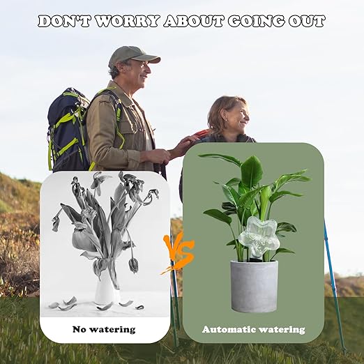 Star2-shaped Self Plant Watering Globes-4 Top Fill Automatic Planter Watering Insert with Slow Release-Watering drip Irrigation Device for Indoor and Outdoor Plants.