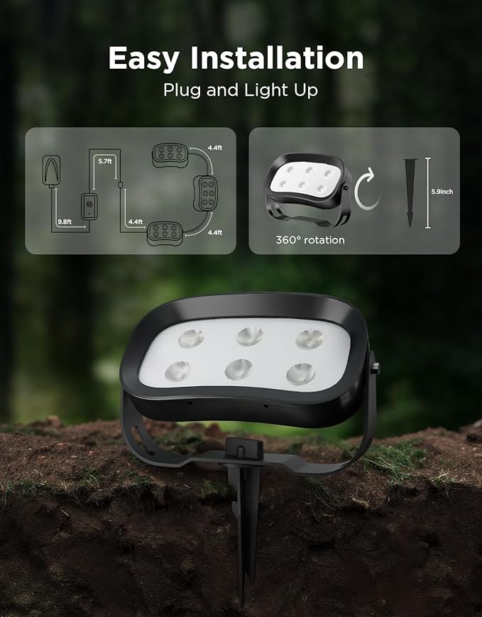 Govee Outdoor Tree Lights 3-Pack, RGBWIC LED Landscape Lighting, IP67 Waterproof, Outdoor Lights for Yard Patio Garden, 66 Scene Modes with App Control, Works with Alexa, Google Assistant, Matter