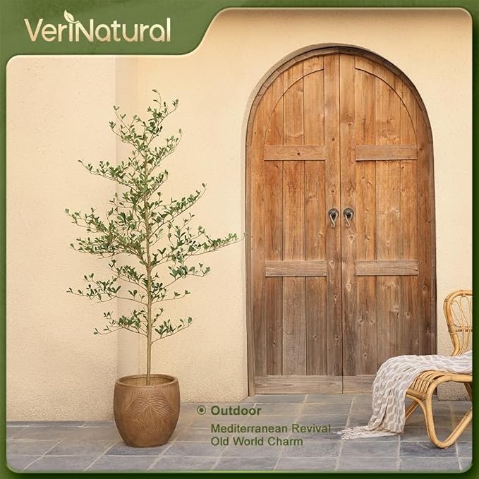 Artificial Black Olive Tree 6ft - Shady Lady UV Resistant Faux Olive Trees Indoor Outdoor Decor - Modern Aesthetic Tall Fake Plants with Pot for Home Office Living Room Patio Floor, VN140
