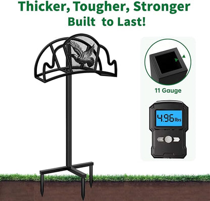 AMAGABELI GARDEN & HOME Hose Holder for Outside Freestanding 150 Feet Holds Heavy Duty Metal Detachable Rustproof Hose Stand Hanger Decorative Water Hose Storage With Ground Stakes Garden Lawn Black