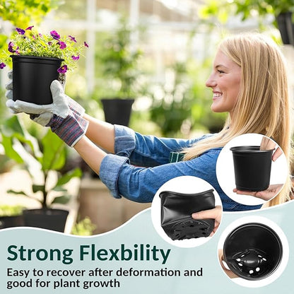 Nursery Pots for Plants, 4 5 6 Inch Plant Pots with Drainage, 120 pcs Plastic Seedlings Flower Pots for Plants, Great for Herbs, Cuttings, and Starter (4+5+6 Inch)