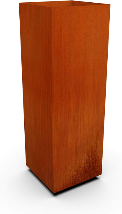Plantercraft Corten Steel Planter Tall Cube Garden Box Metal Outdoor Heavy Duty | Made in USA | Fully Assembled | Commercial Residential
