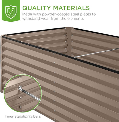 Best Choice Products 6x3x2ft Outdoor Metal Raised Garden Bed, Deep Root Box Planter for Vegetables, Flowers, Herbs, and Succulents w/ 269 Gallon Capacity - Taupe