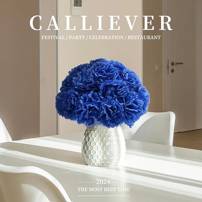 Silk Carnation Flower, 50 Artificial Flowers, Used for Wedding Decoration DIY Handmade Flowers, Carnation Flower Diameter 3.5 Inches and 6 Inches Stem (Blue)