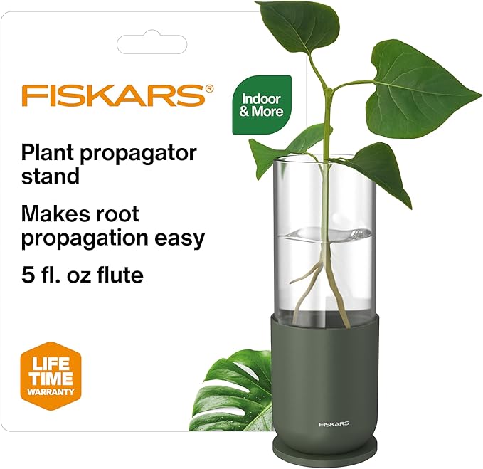 Fiskars Plant Propagator, 1 Piece – Single Decorative Glass Propagation Vase with Metal Base for Rooting Plant Cuttings and Hydroponic Display
