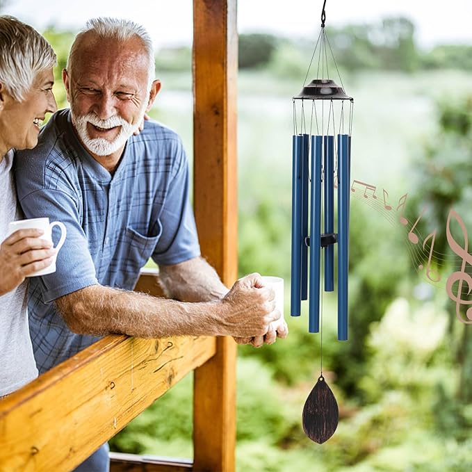 MUMTOP Wind Chimes for Outside - Deep Tone Memorial Sympathy Wind Chimes Outdoor, 38.5 Inch Windchimes Clearance for Garden, Patio,Yard Decor Gift (Blue)