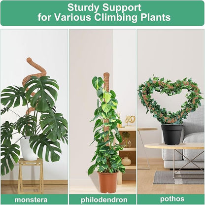 2 Pack Moss Pole, 28 Inch Monstera Plant Support, Moss Poles for Climbing Plants Indoor DIY, Coco Coir Plant Pole Moss Plant Stick Support Stake Kit for Potted Plants, Pothos, Philodendron