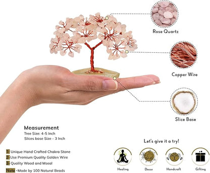 Rose Quartz Crystal - Crystal Money Tree - Crystal Gifts for Women - Artificial Tree - Stones and Crystals - Rose Quartz Tree - Gemstone Bonsai Tree - Rose Quartz Decor