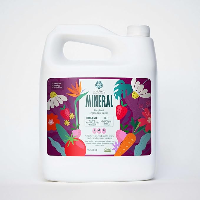 MARPHYL Organic Minerals Liquid Fertilizer, Rich Blend of Essential Minerals for Garden, Flowers, Vegetables, Succulents, Bamboo, Hydroponics 1.05 gal