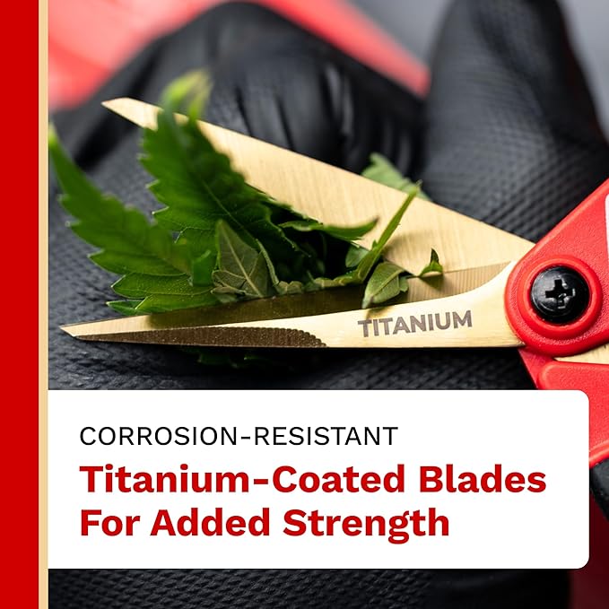 The Harvest Company Low Profile Straight Titanium Pruner, 6.5 Inch Garden Shears, Titanium Blade, Precision Gardening Scissors with Soft Gel Handle