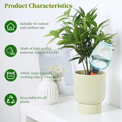 3pcs Plant Self Watering Globes, Plastic Water Bulbs Top Fill, 12.3 oz Plant Watering Devices System Slow Release Terracotta, Water Spikes Stakes for Indoor (Blue-3pack)